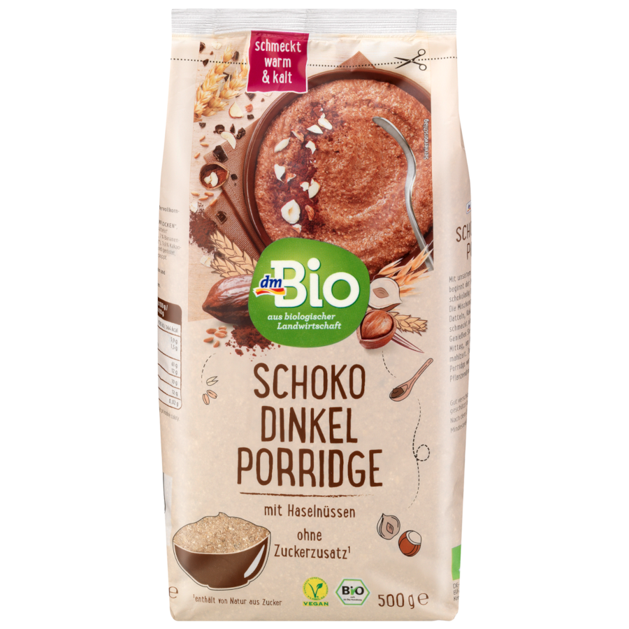„Schoko Dinkel Porridge mit Haselnüssen“ von dmBio bei dm