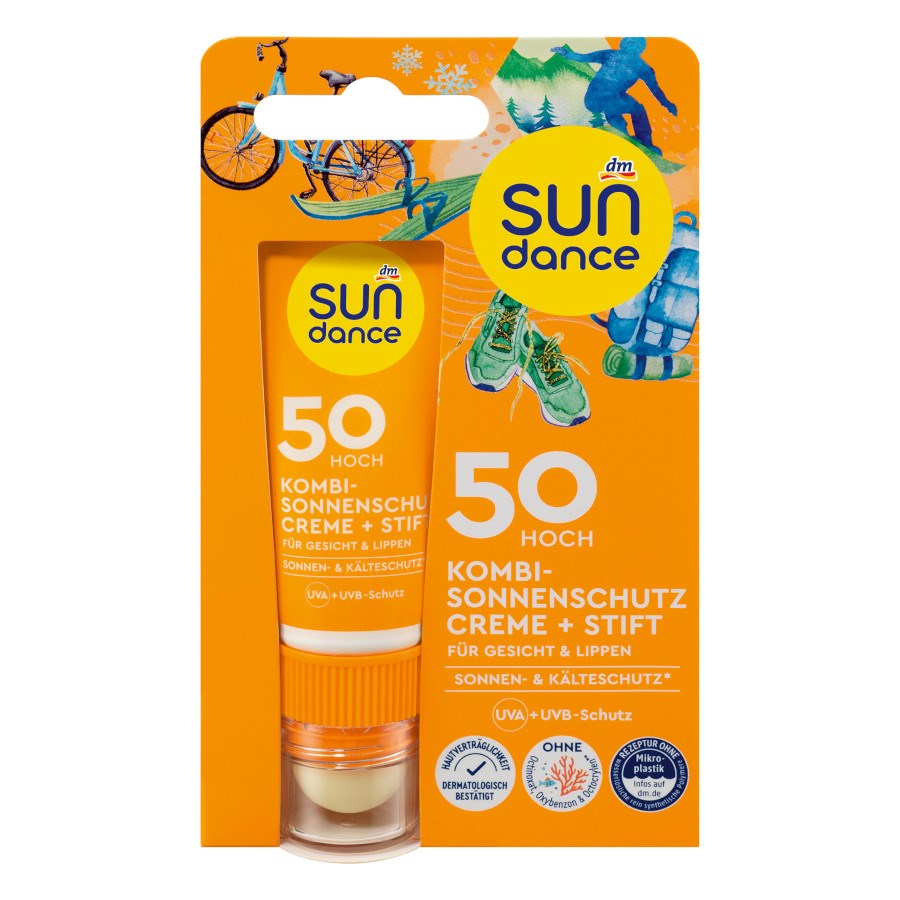 „Sonnencreme Gesicht Kombi + Stift LSF 50“ von SUNDANCE ACTIVE BEAUTY: dm Magazin für Beauty und Wohlbefinden plus Expertise vom dm friseur- & kosmetikstudio